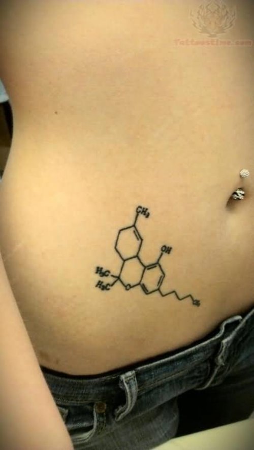 Molecule Tattoo On Hip For Girls